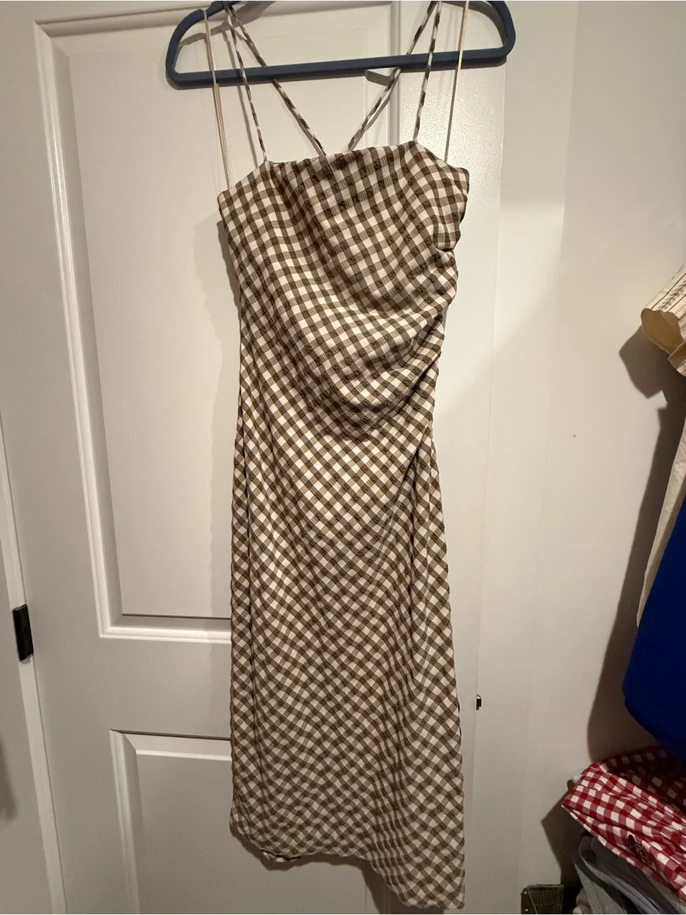 Zara Brown Gingham Dress Medium - Picture 1 of 7